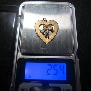 Jewelry - 14KT Gold Heart Charm with Cherb & Ruby Jewelry - 14KT Gold Heart Charm with Cherb & Ruby